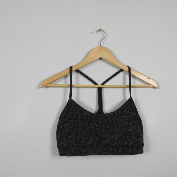 Lululemon Flow Y Bra 10 Grey Light Support Camo Nulu nWorkout Sports Yoga 90 - Picture 1 of 8